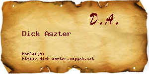 Dick Aszter névjegykártya
